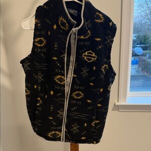 Harley-Davidson Black and Yellow Patterned Vest